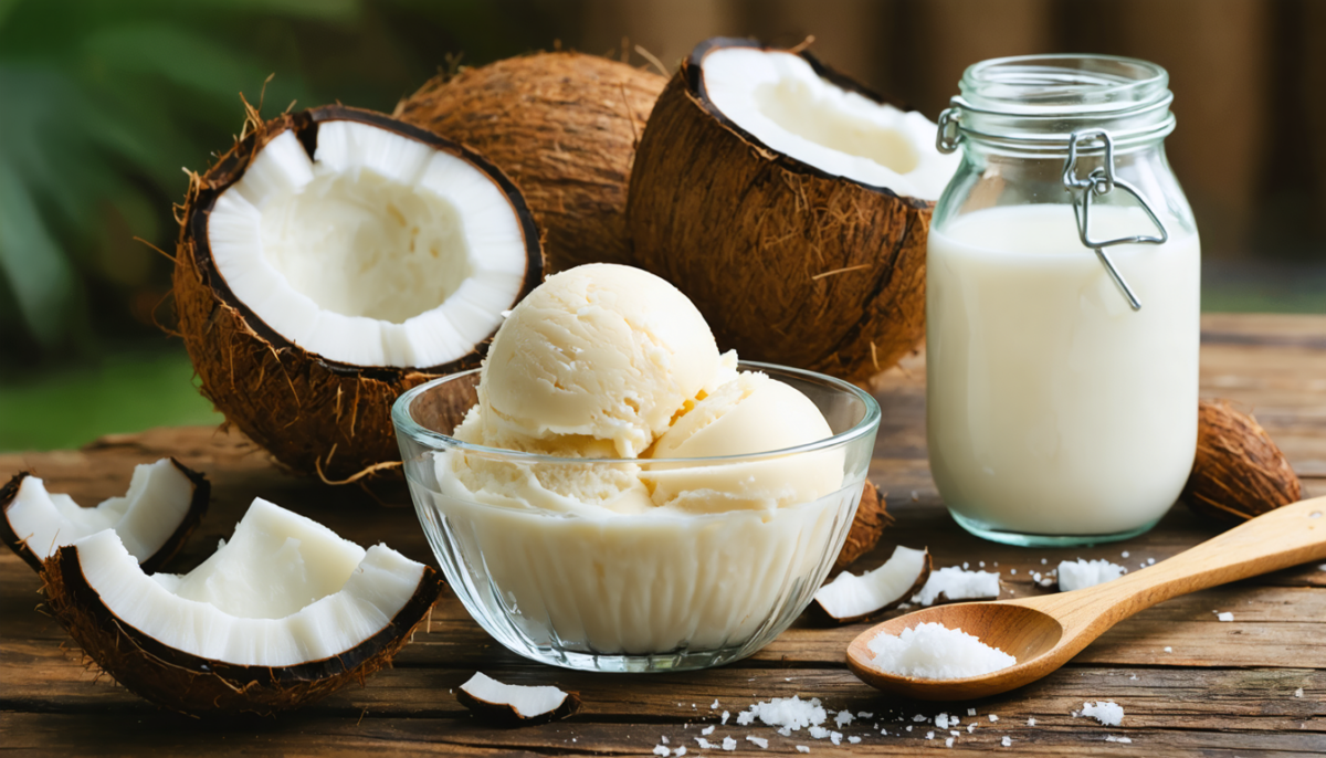 découvrez notre recette simple pour préparer une glace à la noix de coco maison, onctueuse et délicieusement crémeuse, parfaite pour se rafraîchir naturellement.